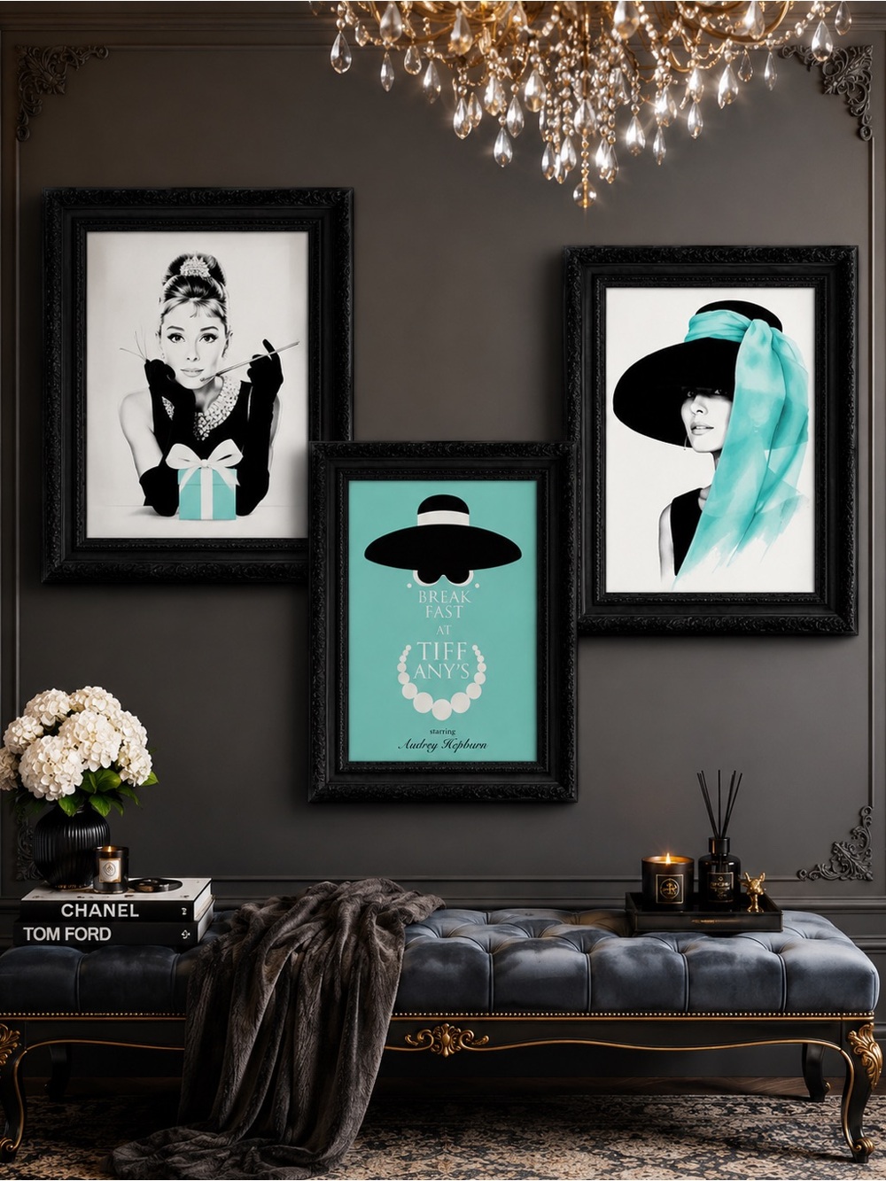 Breakfast at Tiffany's Gallery Wall Art Set of 3, Audrey Inspired Fashion Prints